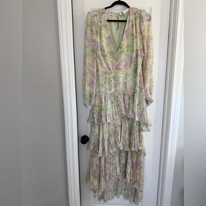 ASTR THE LABEL Floral Long Sleeve Tiered Dress